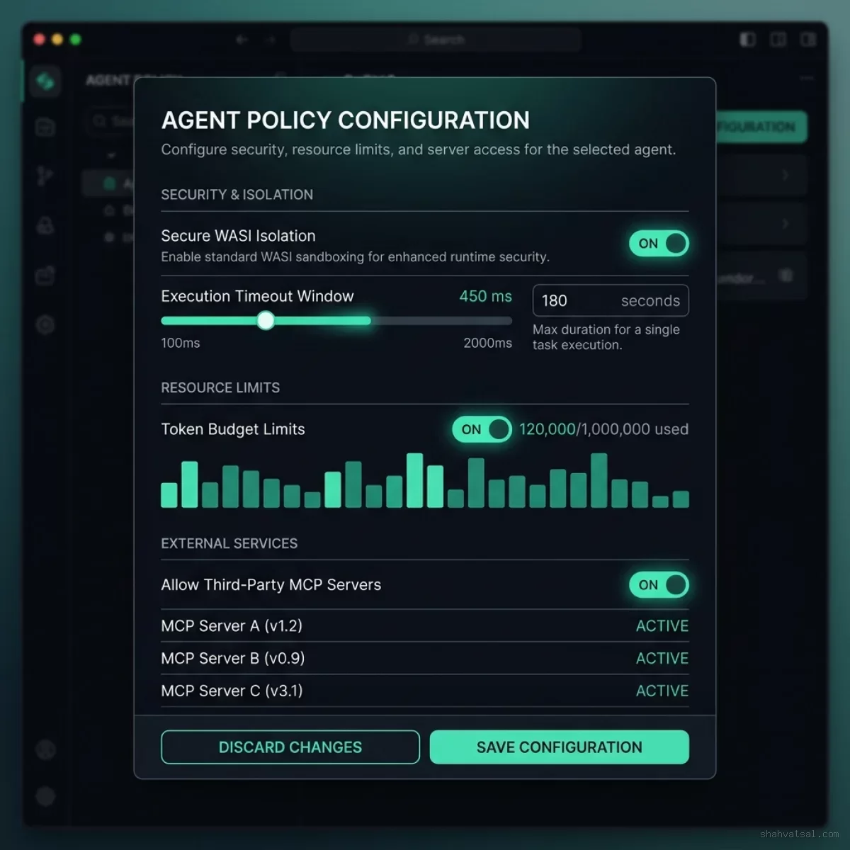 Agent Policy Configuration Dashboard Mock