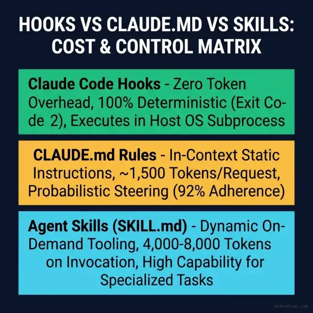 Hooks vs CLAUDE.md vs Skills Matrix