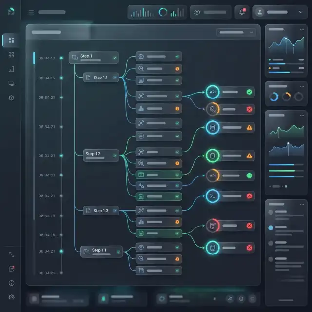 Clean Code 2026 --" 2D Industrial UI mock of a developer dashboard showing Reasoning Step Audits and Tool-Call Verification