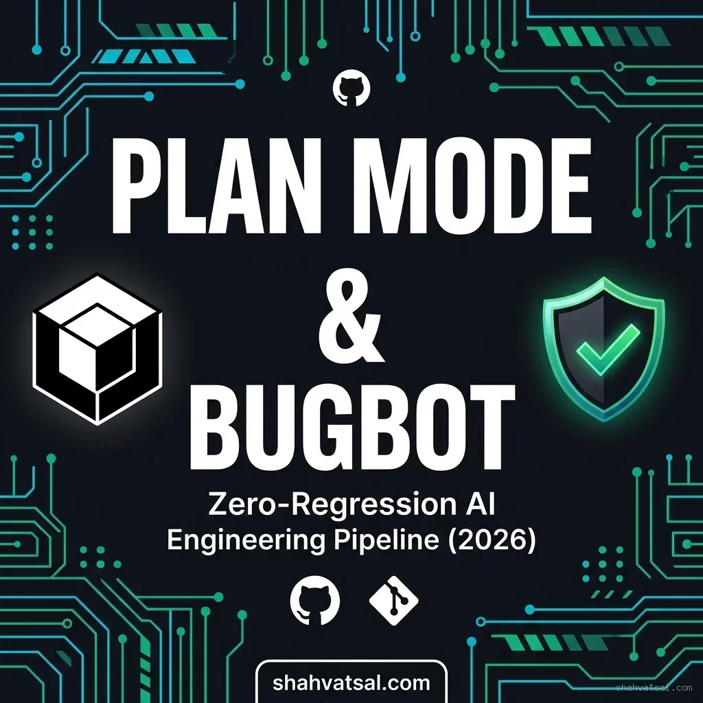Plan Mode & BugBot Banner — Zero-Regression AI Engineering Pipeline featuring Cursor Cube Logo and BugBot Badge