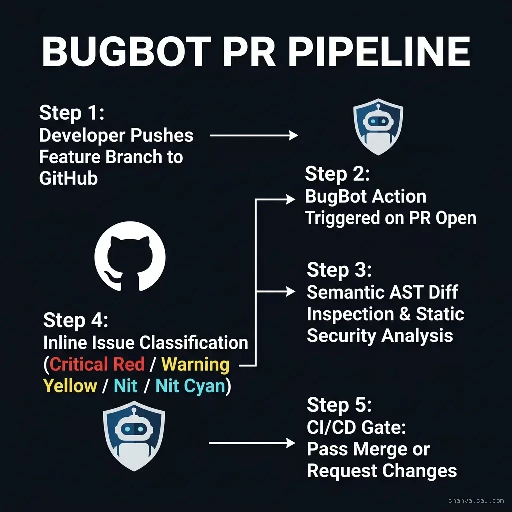 BugBot GitHub PR Review Pipeline Diagram