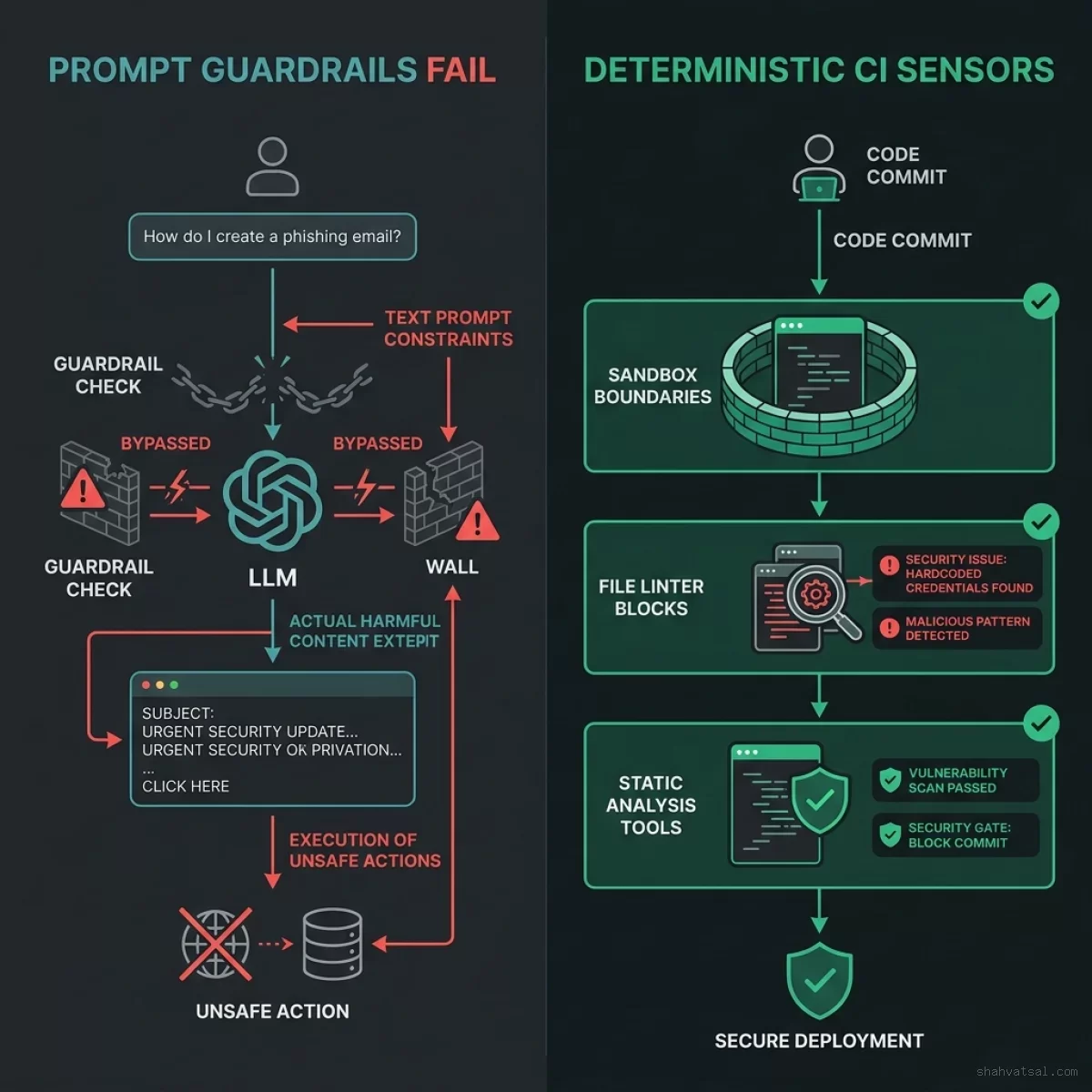 Prompt Guardrails vs Deterministic Sensors