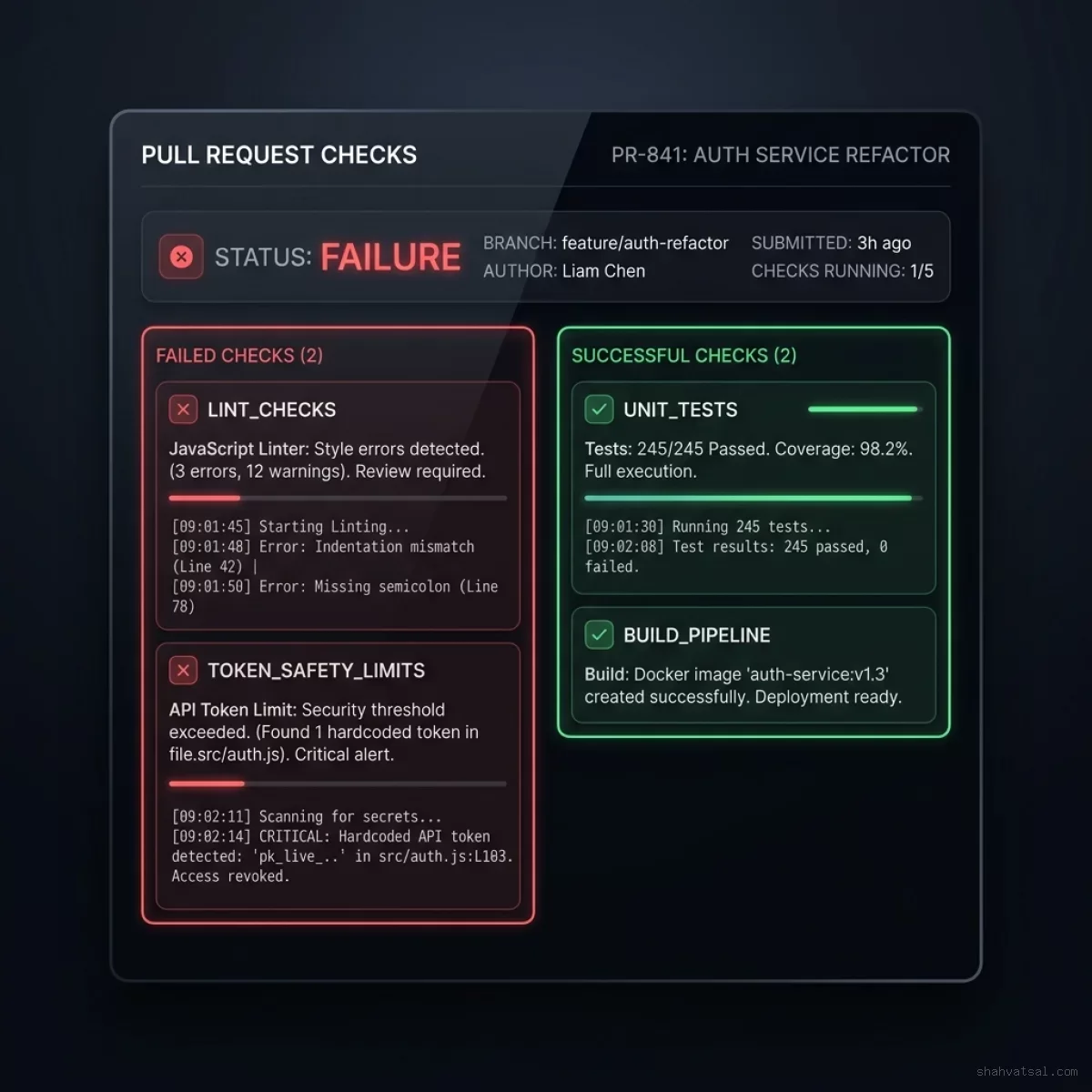 CI Failure Console Mockup