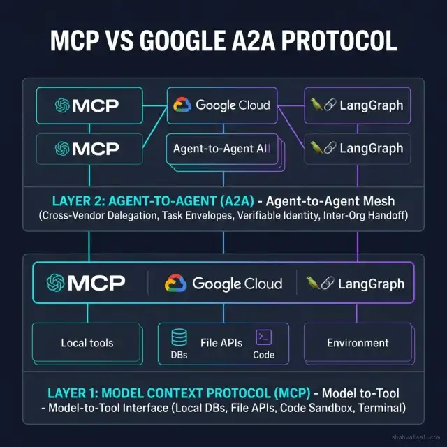 A2A vs MCP Layer Comparison Architecture Diagram