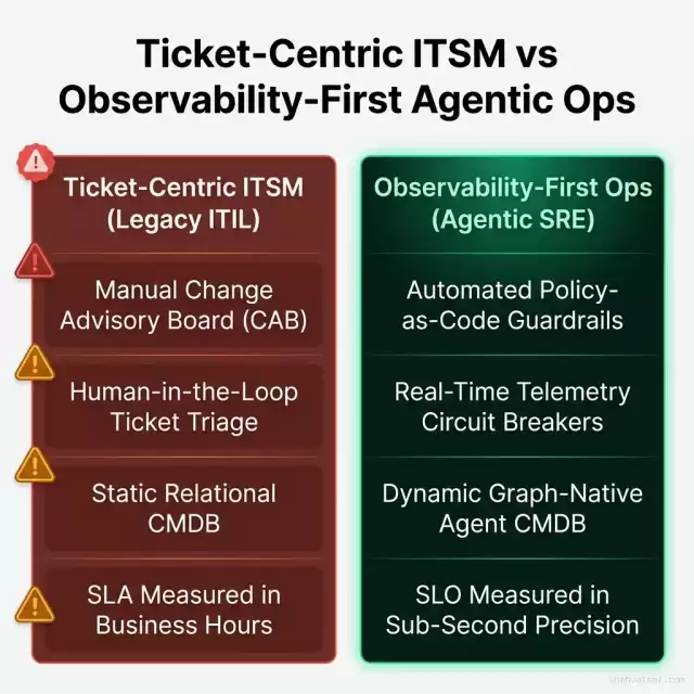 Ticket-Centric ITSM vs Observability-First Agentic Ops