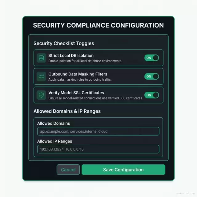 Security Compliance Configuration Panel Mockup
