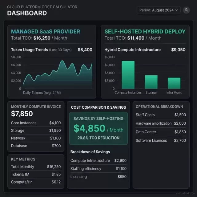 Cloud Cost Calculator Dashboard Mockup