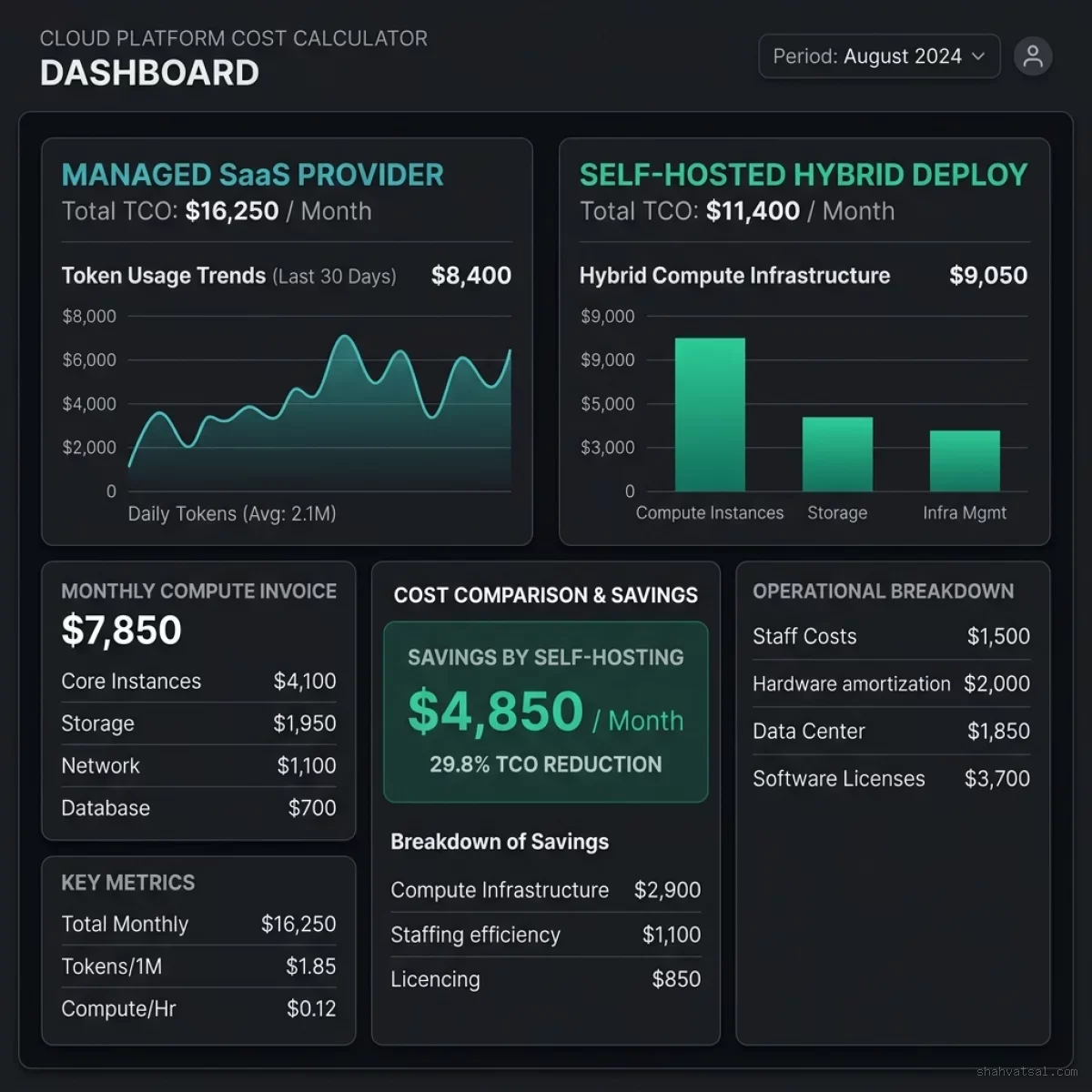 Cloud Cost Calculator Dashboard Mockup