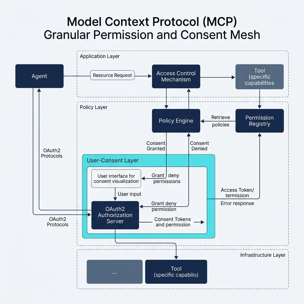 Technical Diagram: MCP Granular Permission & Consent Mesh