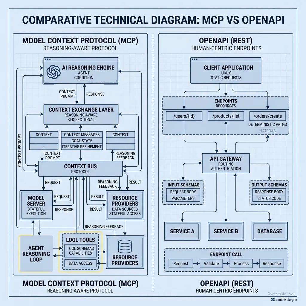 Comparative Technical Blueprint: Model Context Protocol (MCP) vs. OpenAPI Paradigms