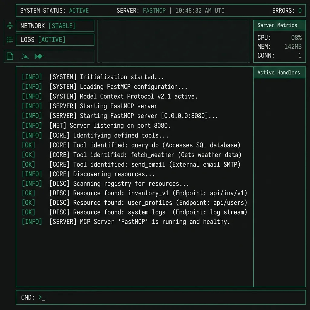 Industrial Terminal: FastMCP Server Initialization & Discovery Logs
