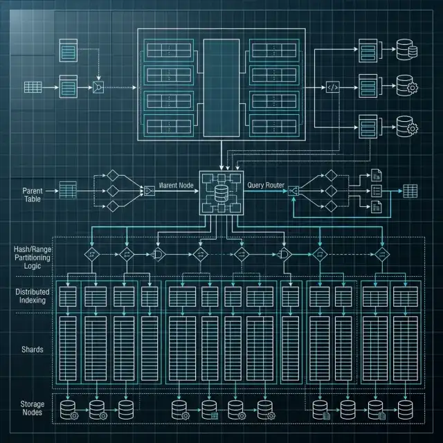 PGVector Scaling 2026 --" 2D Technical blueprint of partitioning logic for scaling to 10M+ vector rows in PostgreSQL