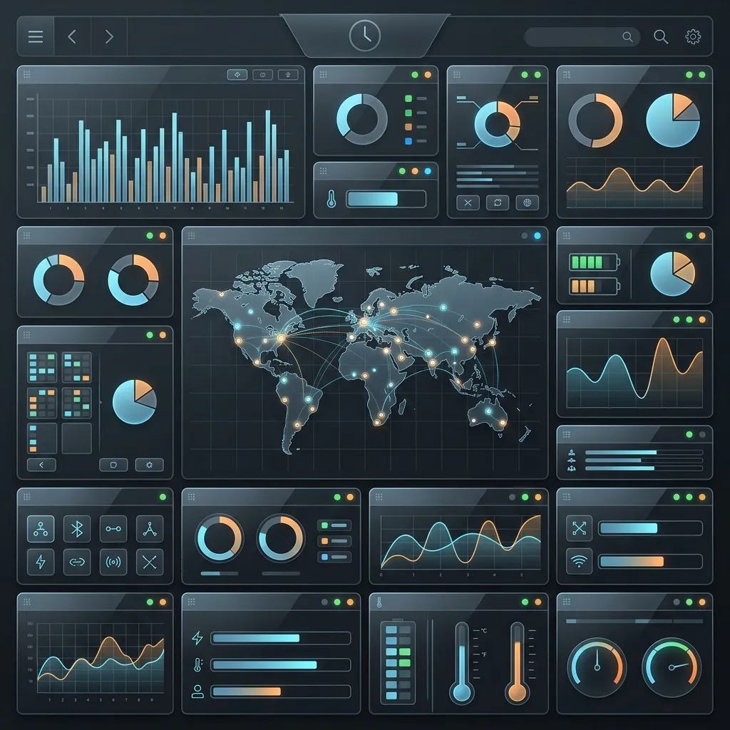 The Death of Legacy Microservices --" 2D Industrial UI mock-up of a unified deployment control center for global Edge workers