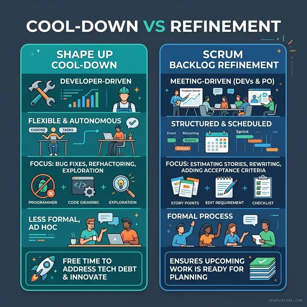 Comparison between Shape Up Cool-Down and Scrum Refinement
