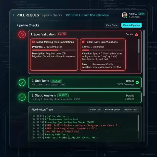 CI Failure Console Mockup