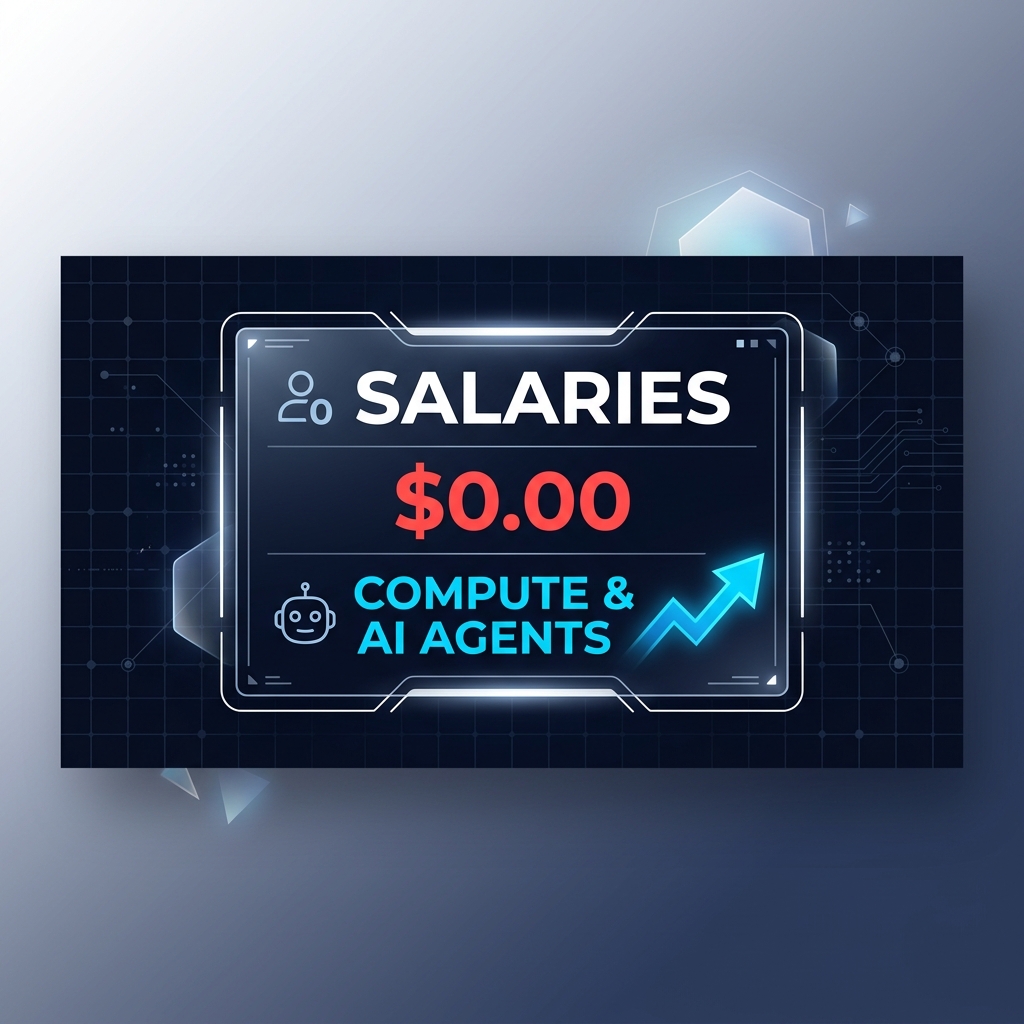 Futuristic balance sheet comparing salaries to compute resources