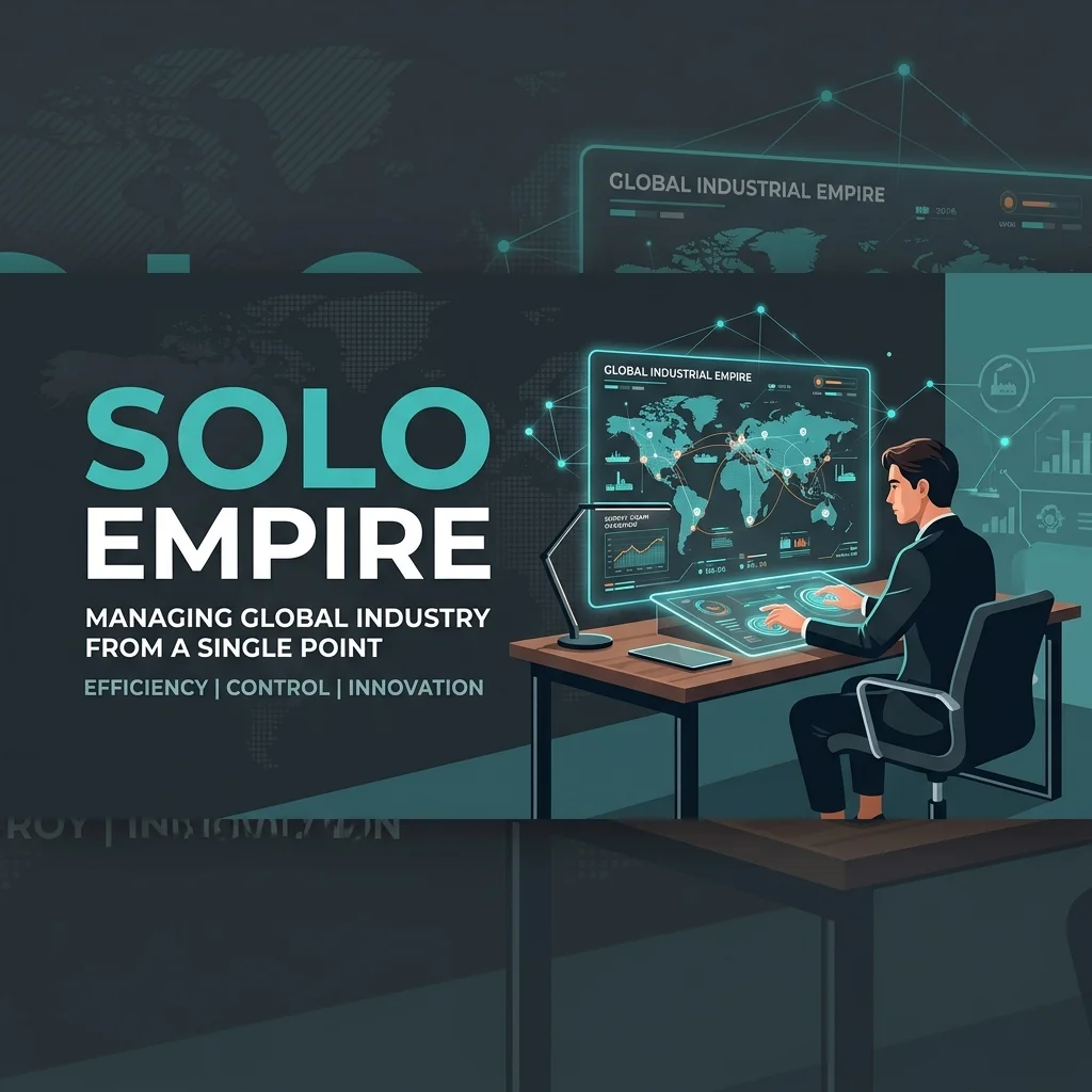 Sovereign founder at a minimalist workspace overseeing a global agent network