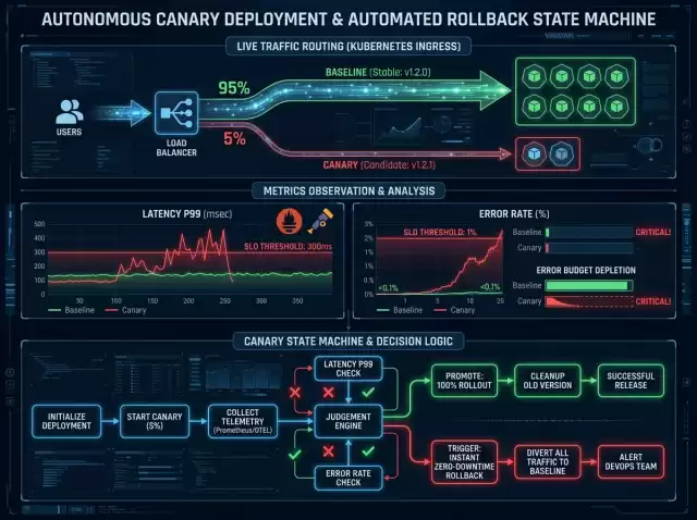 Canary SLO Autonomous Rollback Flow