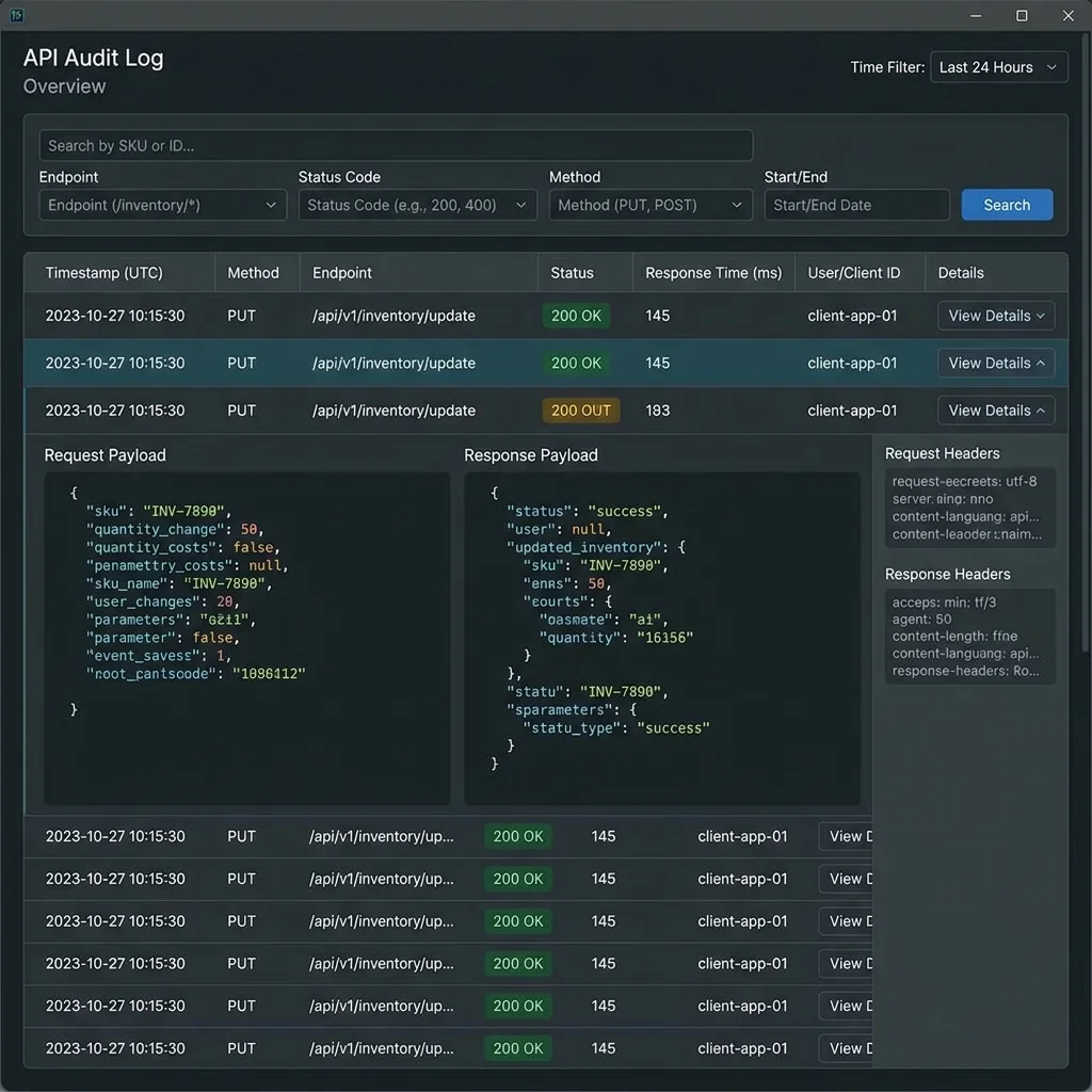 API Audit Log -- Event Traceability Console