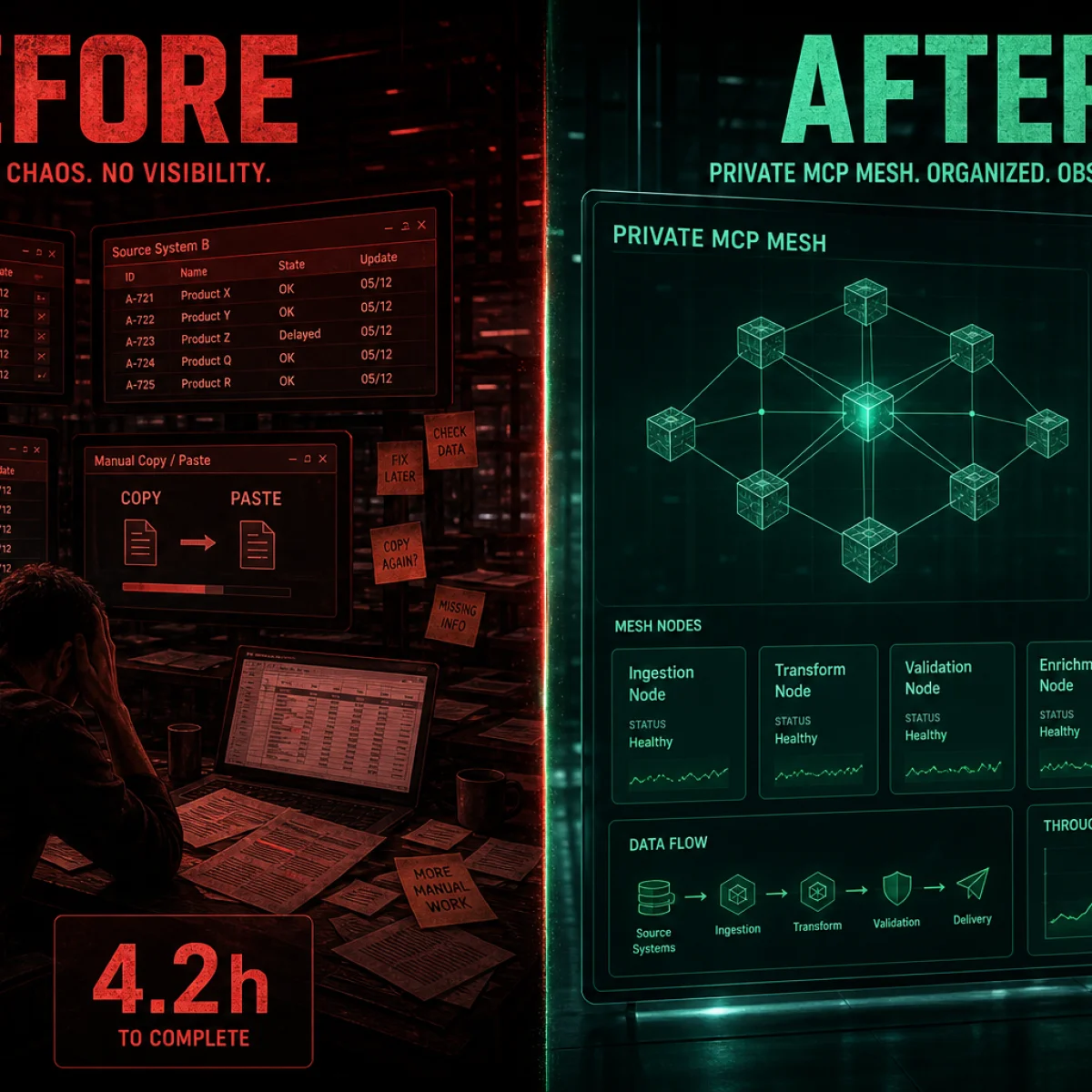 Before after integration comparison