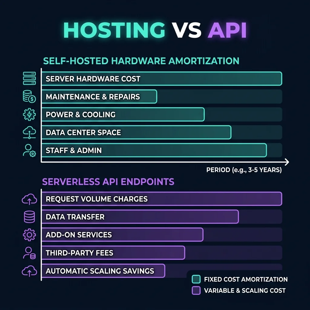 Self-Hosting vs API Cost Breakdown Graph