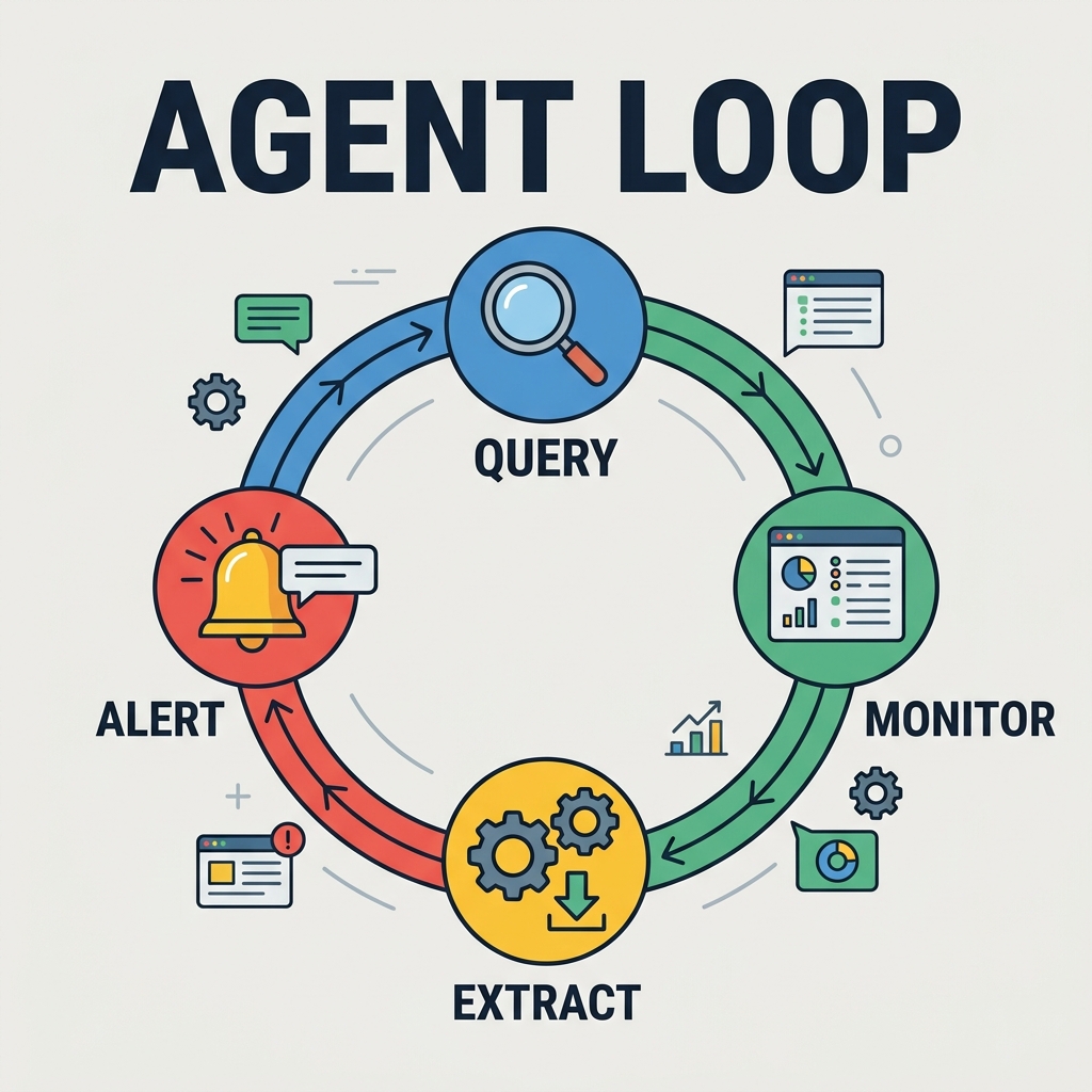 Apple Siri AI Cross-App Action Loop: User request to Intent Parser, to App API execution, to feedback validation, and return to the user. Apple 2026
