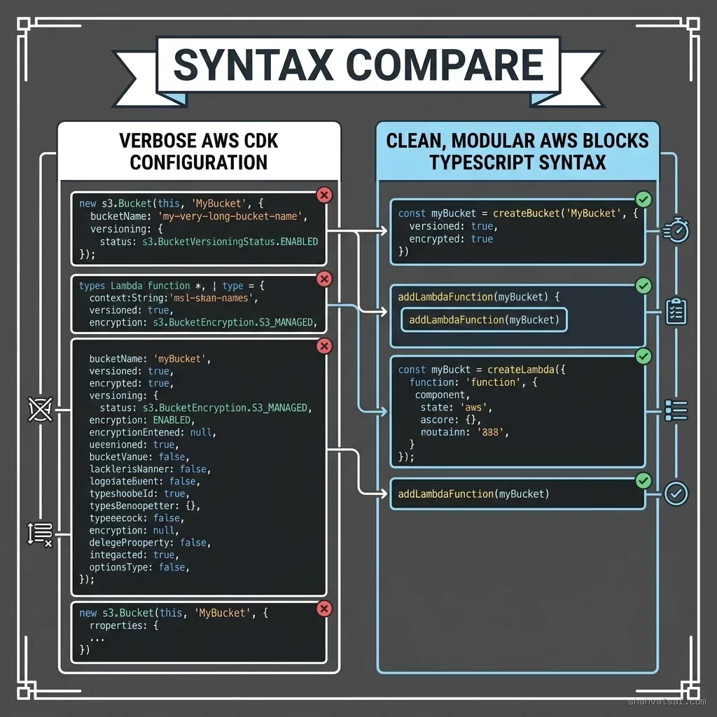 AWS Blocks versus AWS CDK code syntax comparison