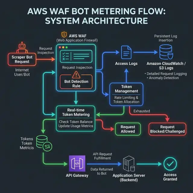 AWS WAF Bot Metering Flow — AWS Architecture