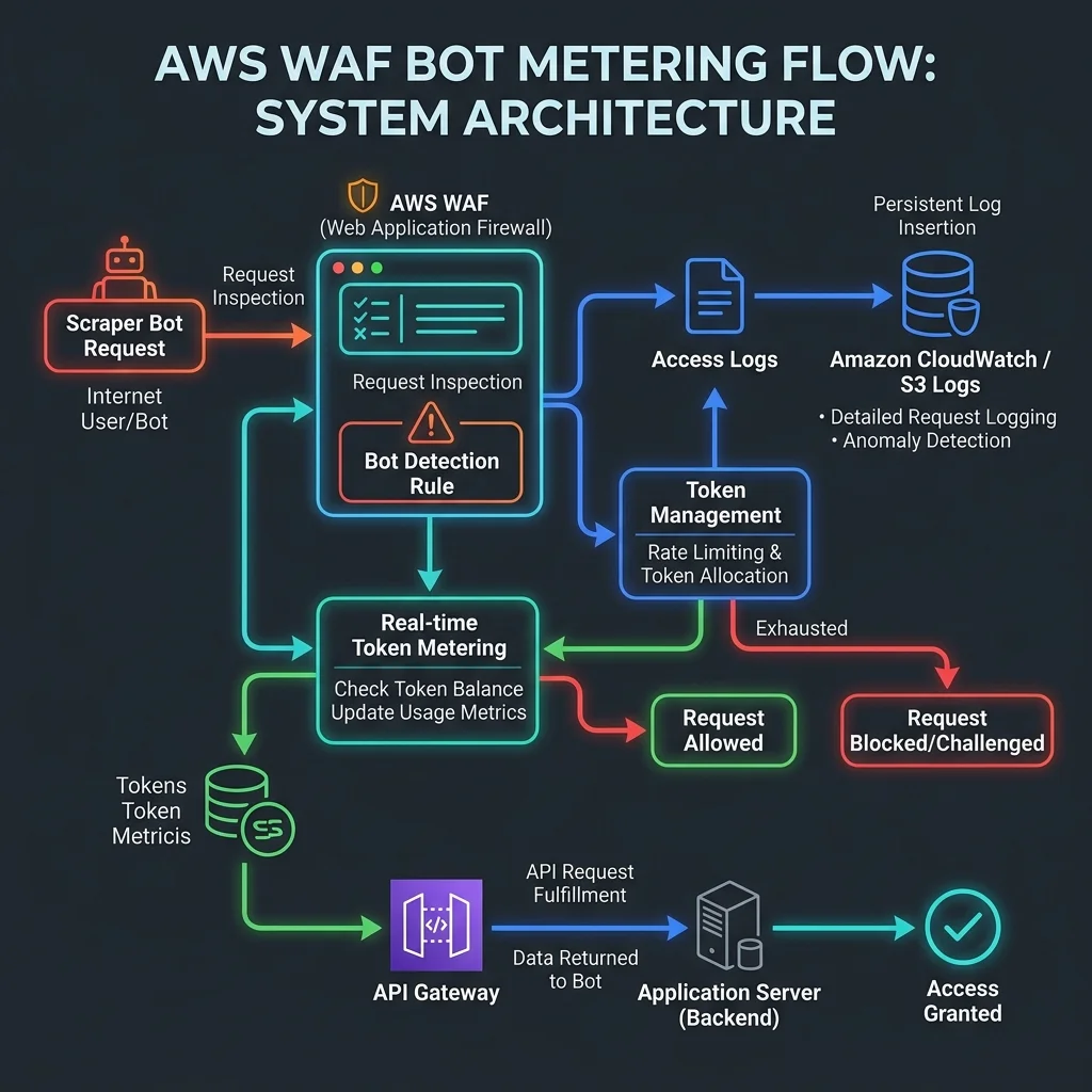 AWS WAF Bot Metering Flow — AWS Architecture