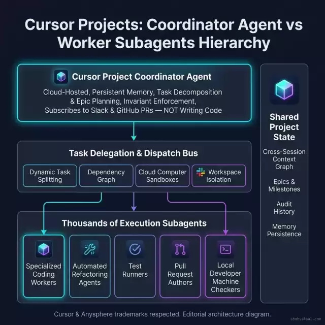 Cursor Projects: Coordinator Agent vs Worker Subagents Hierarchy