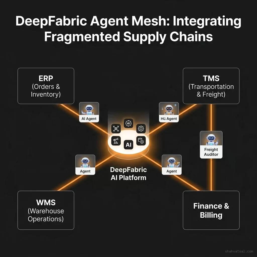 DeepFabric Agent Mesh bridging ERP, TMS, WMS, and Finance