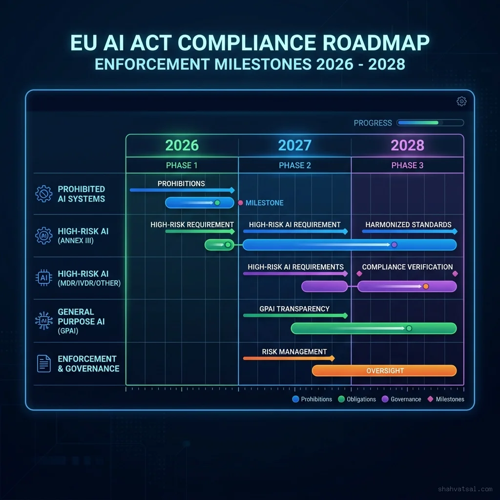 Revised EU AI Act Enforcement Timeline Gantt Chart