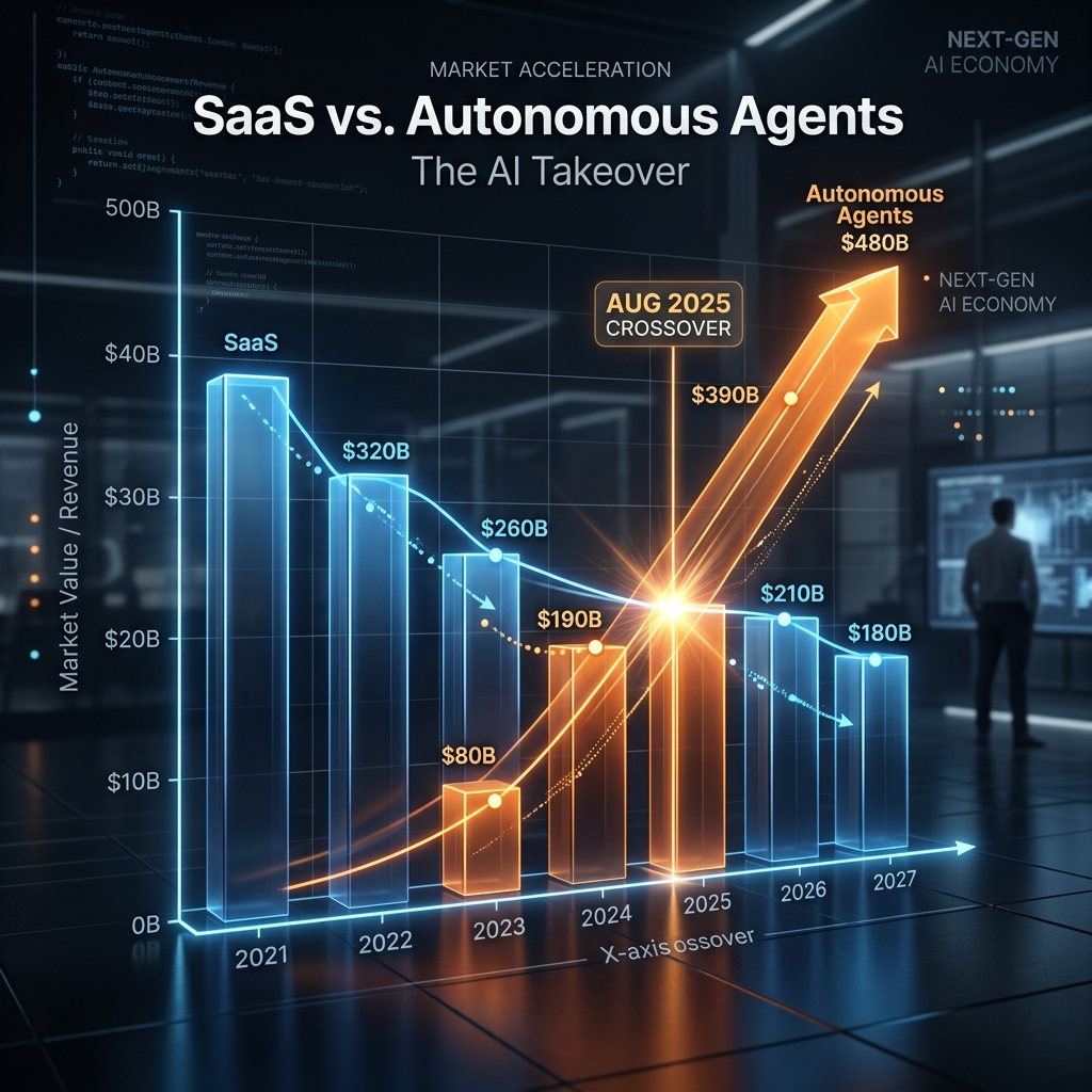SaaS vs Agentic Spending crossover — Gartner — 2026