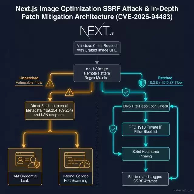Next.js Image Optimization SSRF Attack & In-Depth Patch Mitigation Architecture (CVE-2026-94483) — Next.js — 2026
