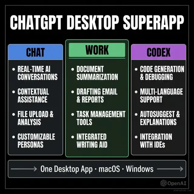 ChatGPT Desktop Superapp — Chat, Work, and Codex Unified Interface