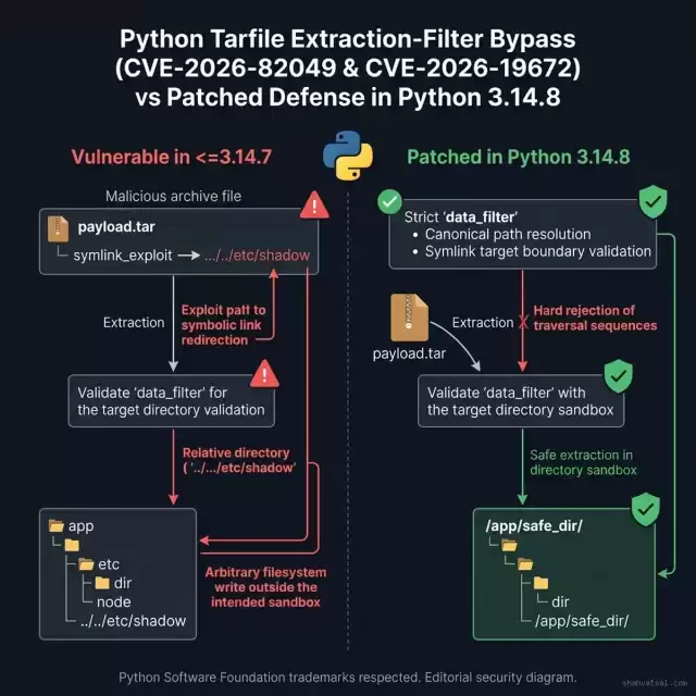 Python Tarfile Extraction-Filter Bypass vs Patched Defense in Python 3.14.8