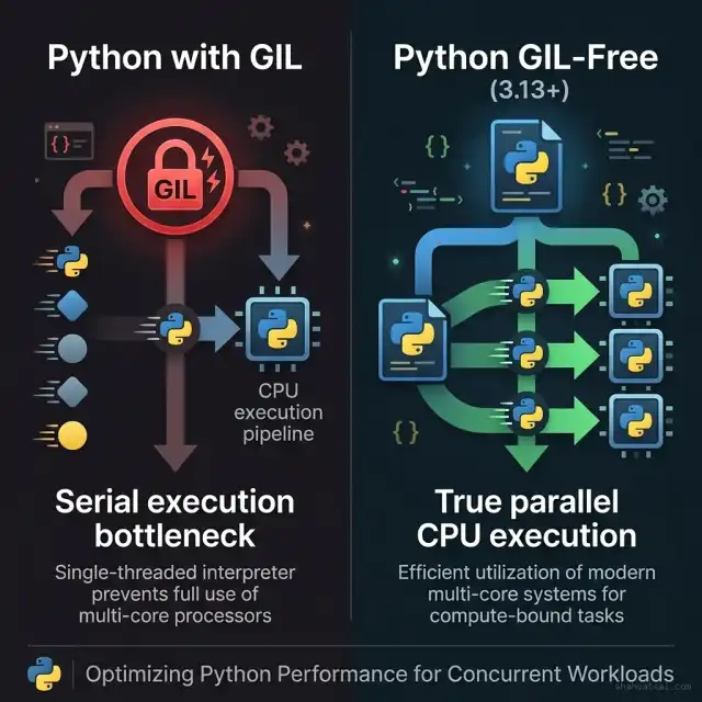 GIL-free vs GIL-locked Python thread execution comparison