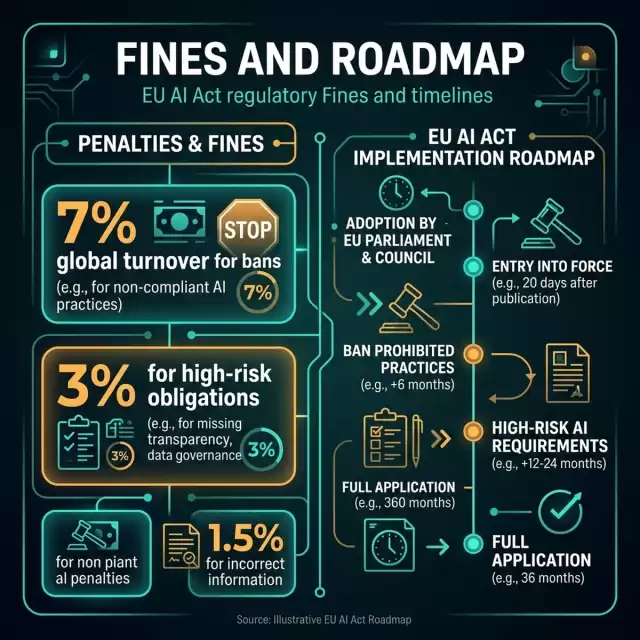 Regulatory Roadmap: 2026-2027 timeline milestones mapping GPAI enforcement and fine structures.