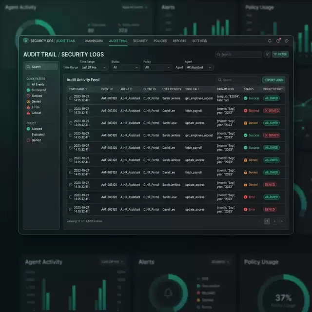 UI Screenshot: Immutable ledger log console verifying model training datasets and prompt histories.