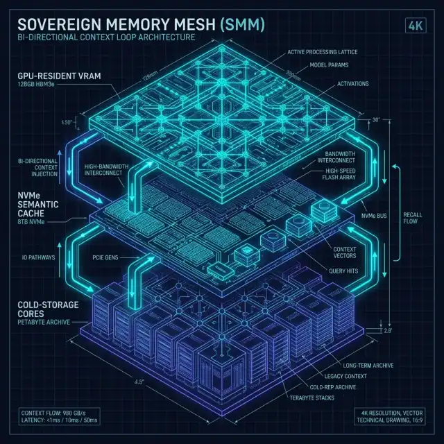 Agentic OS Memory Mesh — Isometric Long-Term Context Blueprint