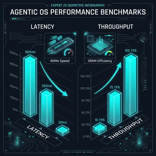Agentic OS Performance Benchmarks — Isometric Industrial Metric Blueprint