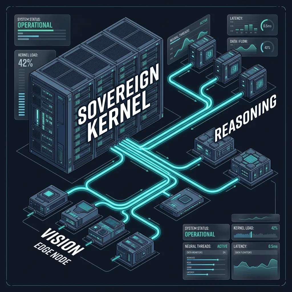 Sovereign Node Cluster — Isometric Functional Infrastructure Blueprint