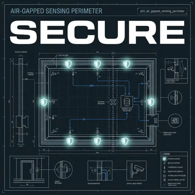 Cinematic 2D Blueprint: Air-Gapped Sensing Perimeter