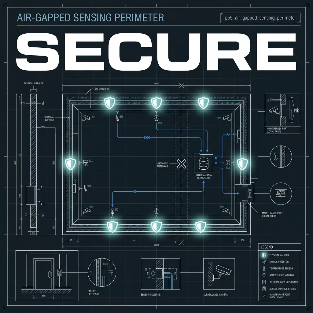 Cinematic 2D Blueprint: Air-Gapped Sensing Perimeter