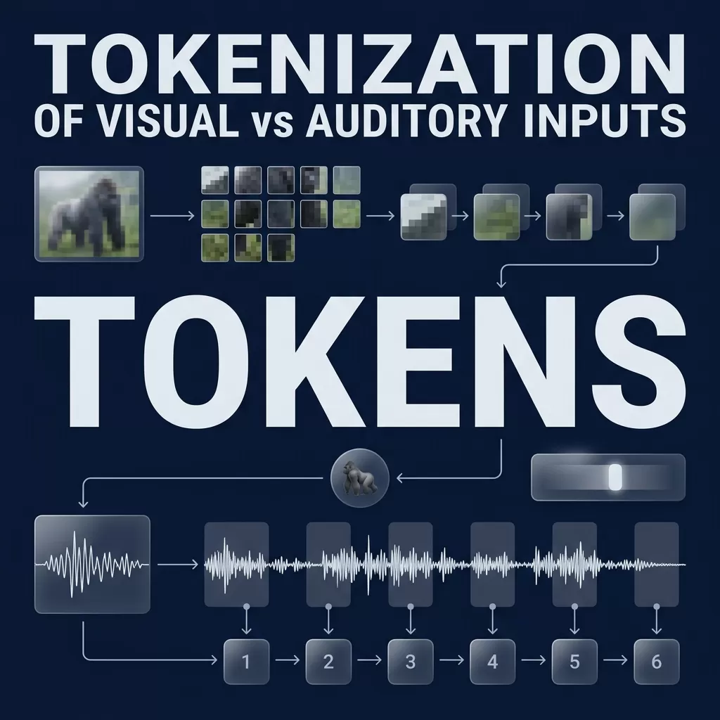 Technical Diagram: Tokenization of visual vs auditory inputs