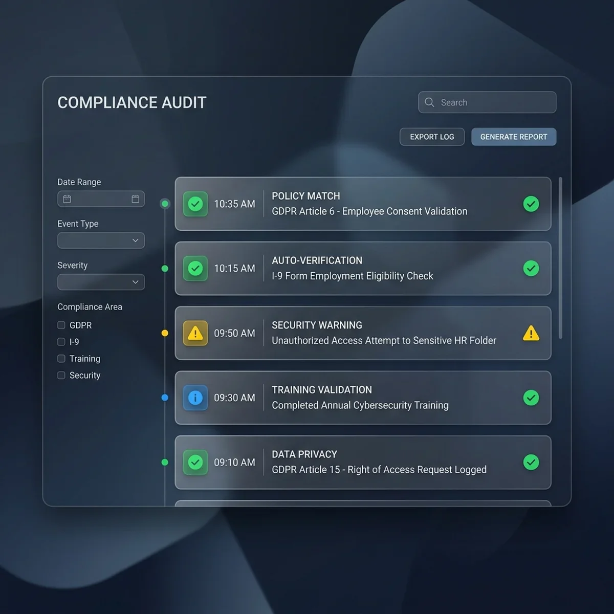 Compliance Logs and Audit Trail Screenshot
