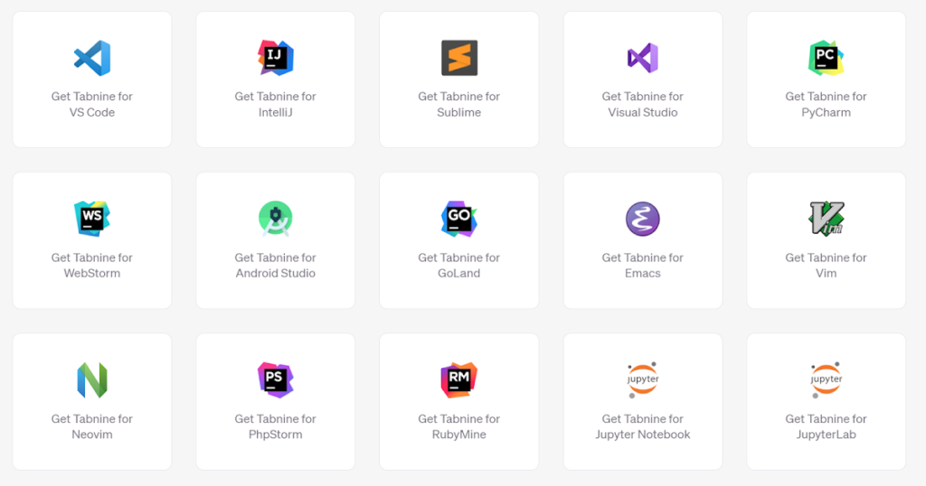 Tabnine Supported IDE